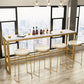 Glam Bar Height Table White Faux Marble Top Bistro Bar Table with Trestle Base Clearhalo 'Bar Furniture' 'Bar Tables' 'bar_tables' 'furn' 'furn_bar_tables' 'Furniture' 'Kitchen & Dining Furniture' 1200x1200_6ebd3353-2c3e-4851-a63e-66133d0d46db