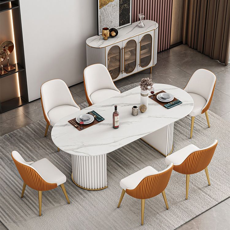 Modern Sintered Stone Table for Restaurant Oval Dining Table with Double Pedestal Base Clearhalo ' dining_table' 'Dining Tables & Seating' 'Dining Tables' 'furn' 'furn_dining_table' 'Furniture' 'furniture_dining_table' 'Kitchen & Dining Furniture' 'kitchen&dining_furn' 'kitchen' 'kitchen_dining_table' 1200x1200_6ebd4fb9-cab3-4118-a2ae-7af28f151e67