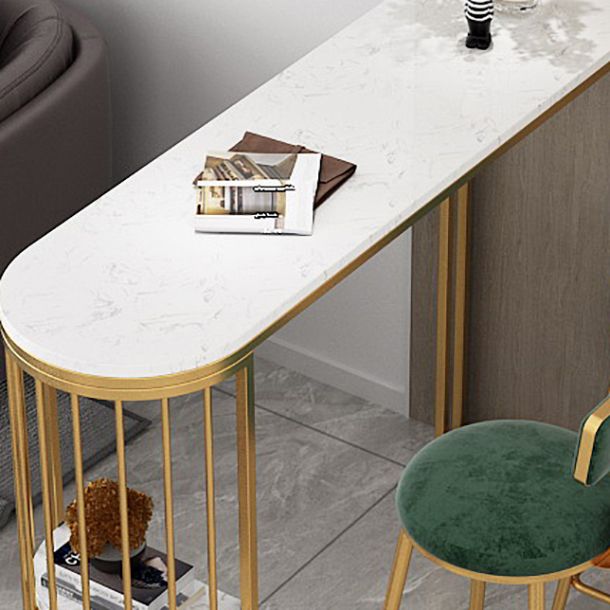 White Stone Bar Dining Table Contemporary Bar Table with Sled Base Clearhalo 'Bar Furniture' 'Bar Tables' 'bar_tables' 'Furniture' 'furniture_bar_tables' 'Kitchen & Dining Furniture' 1200x1200_6ebdac1d-40b4-42e5-a100-2577de8294d8