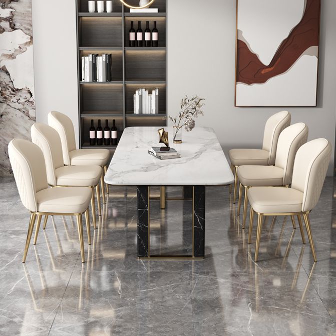 Chaise d'appoint en cuir, chaise de salle à manger à Base dorée Glam pour le salon