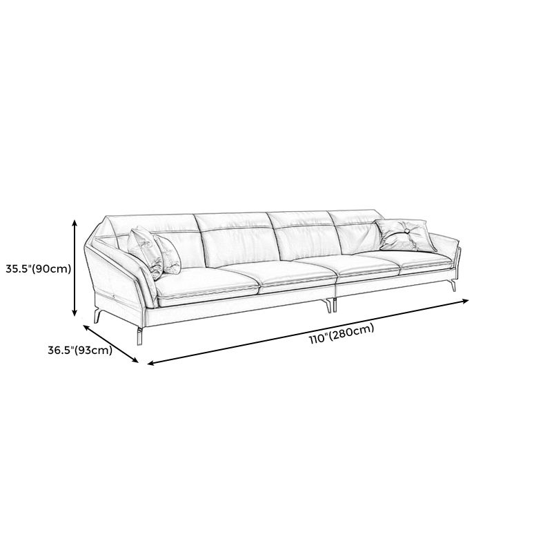 Contemporary Genuine Leather Sewn Pillow Back Sofa 35.43"High Flared Arm Sofa,Dark Brown Clearhalo 'furn' 'furn_sectionals' 'Furniture' 'furniture_sectionals' 'kitchen' 'kitchen_sectionals' 'Living Room Furniture' 'Sectionals' 1200x1200_6ebe67fd-114d-4bb3-9449-05eda13eff6b