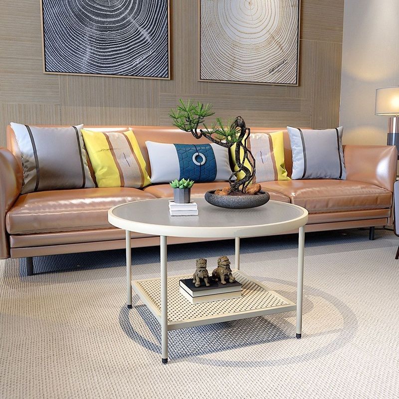 Glass Round Coffee Table 4 Legs Base Type Nesting Cocktail Table Clearhalo 'Coffee & Accent Tables' 'Coffee Tables' 'coffee_tables' 'furn' 'furn_coffee_tables' 'Furniture' 'Living Room Furniture' 1200x1200_6ebf0ec1-efc2-4d3d-9776-ec8437c7a73c