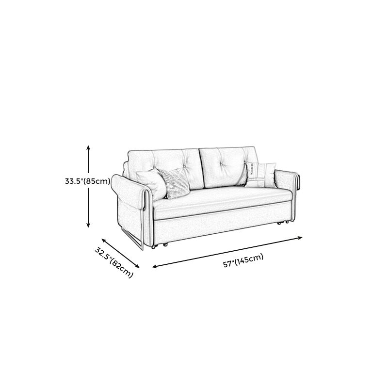 Sofá de cuero con brazo acampanado convertible con almohadas con almacenamiento