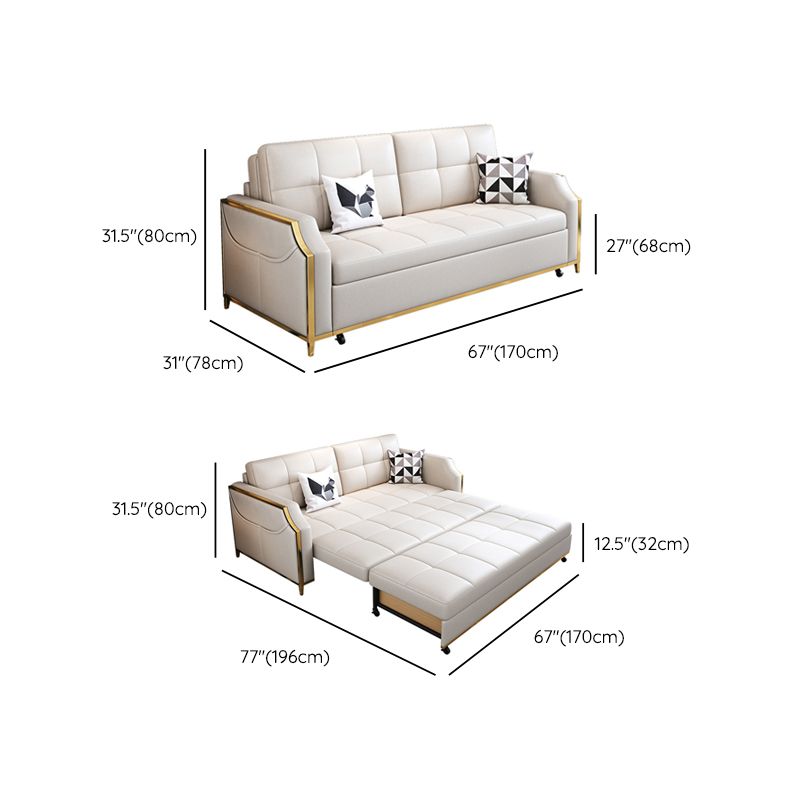 31.49" Tall White Sleeper Sofa Glam Style Biscuit Back Sofa Bed Clearhalo 'furn' 'furn_futons' 'Furniture' 'Futons & Daybeds' 'Futons' 'Living Room Furniture' 1200x1200_6ec32a92-ba2a-4659-99d5-590171381c43