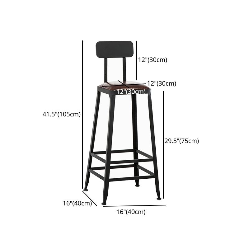 Industrial Style Square Leather Seat with Metal Legs Counter Stool for Kitchen Bar Clearhalo 'Bar Furniture' 'Bar Stools' 'bar_stools' 'furn' 'furn_bar_stools' 'furniture_bar_stools' 'Kitchen & Dining Furniture' 'kitchen&dining_furn' 'kitchen' 'kitchen_furn' Furniture' 1200x1200_6ec3b37f-ed0b-4e41-b788-3c8b258cd24c