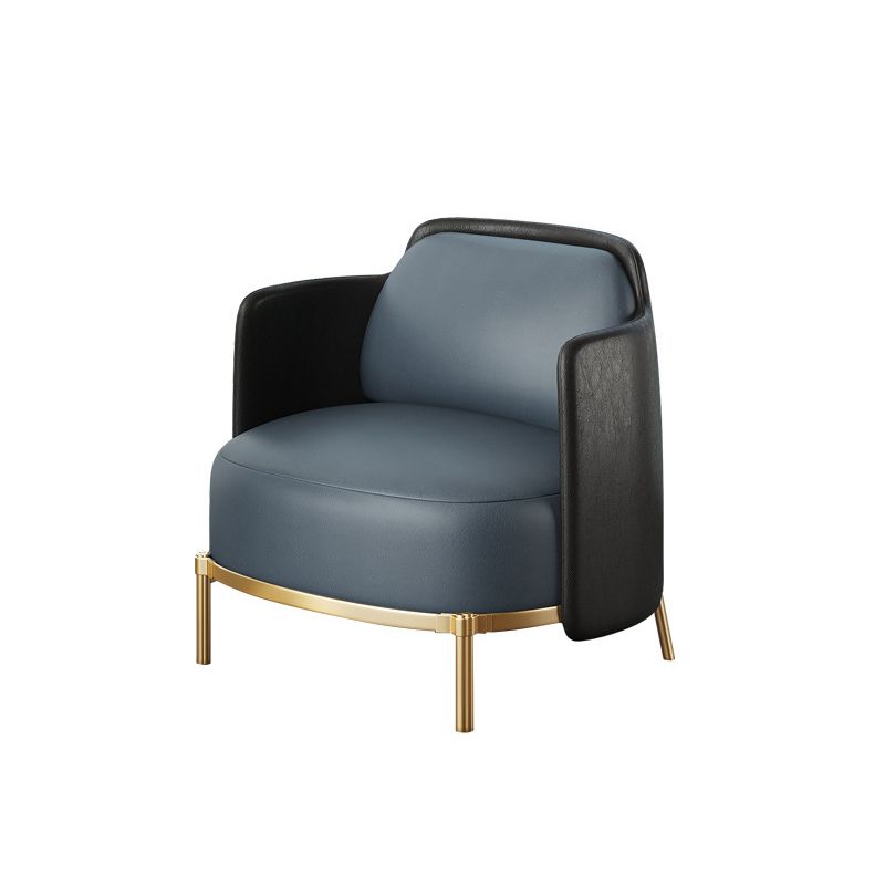 Modern Single Cushion Seat Sofa Sewn Pillow Back Leather Sofa