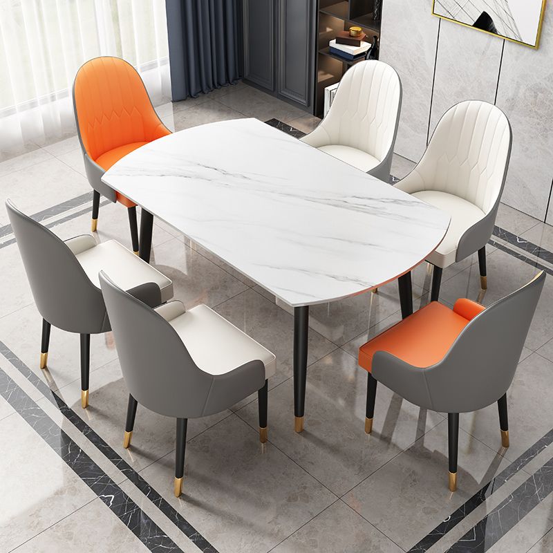 Round Traditional Luxury Dining Table Sintered Stone Table with 4 Black Legs Clearhalo ' dining_table' 'Dining Tables & Seating' 'Dining Tables' 'furn' 'furn_dining_table' 'Furniture' 'furniture_dining_table' 'Kitchen & Dining Furniture' 'kitchen&dining_furn' 'kitchen' 'kitchen_dining_table' 1200x1200_6ec66bfd-90df-44e6-a09e-0cded51f1937