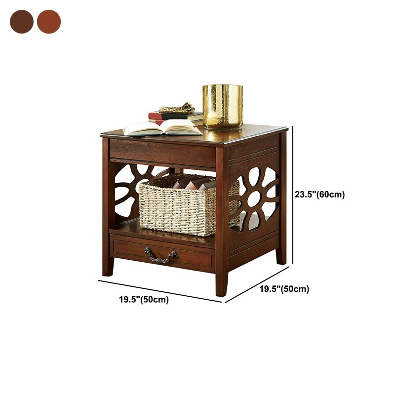 Modern Square Double Tier End Table Solid Wood 4 Legs End Table Clearhalo 'Coffee & Accent Tables' 'End & Side Tables' 'end_side_tables' 'furn' 'furn_end_side_tables' 'Furniture' 'Living Room Furniture' 1200x1200_6ec72e78-d7ed-4c7b-890b-a75df5b5ad27