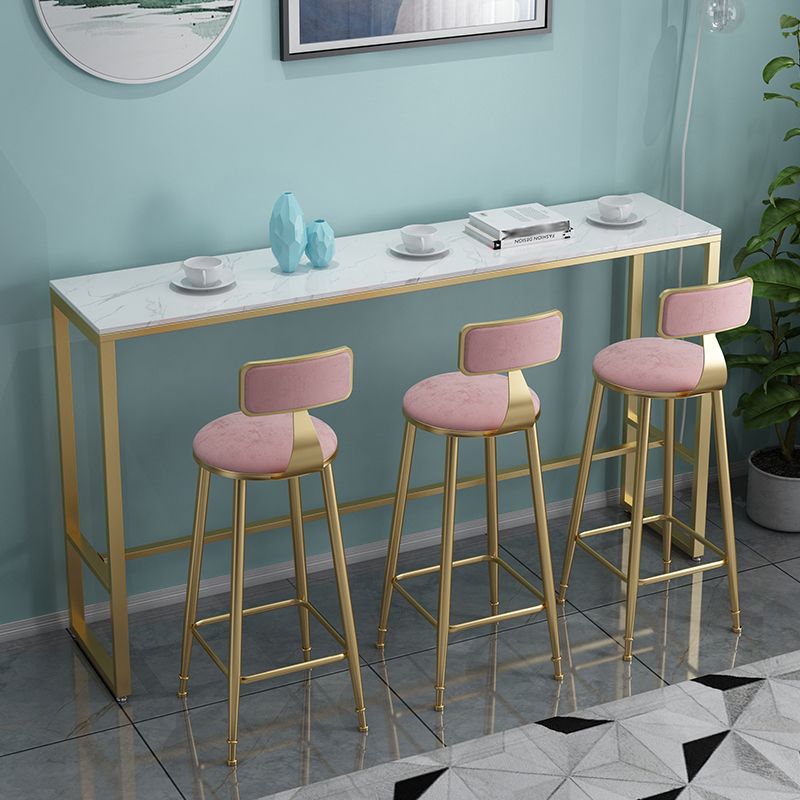 Glam Set tavolo da bar da 1/4 pezzi Tavolo da bancone rettangolare in pietra con sgabelli alti per cucina