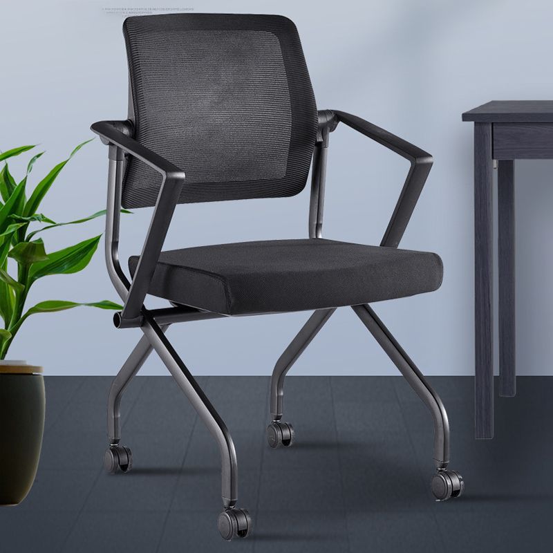 Contemporary Arm Chair Fixed Arms Black with Wheels Office Chair Clearhalo 'furn' 'furn_office_chair' 'Furniture' 'Office Chairs' 'Office Furniture' 'office_chair' 1200x1200_6ecf308a-15d7-451d-9a84-c1957c999c8c