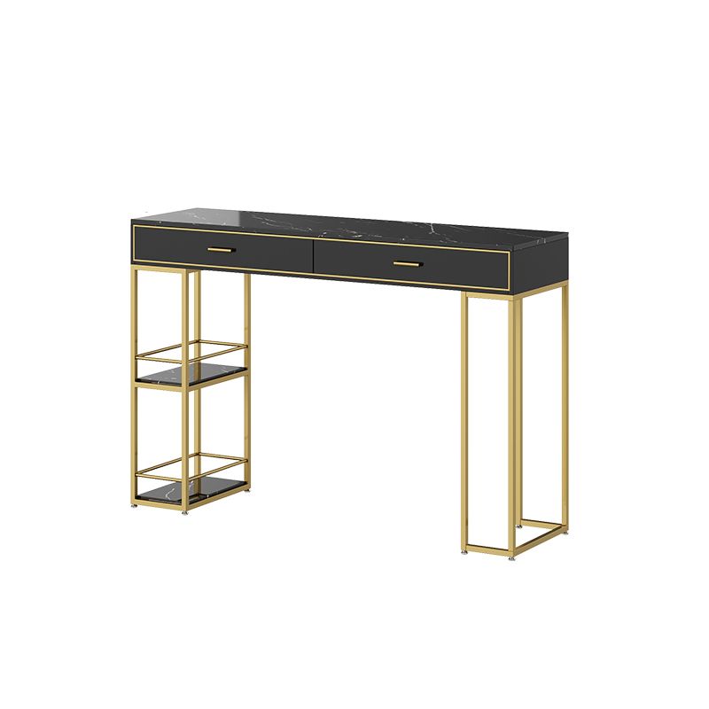 Glam Bar Table with Rectangle Top Double Pedestal Table-41.3" H Clearhalo 'Bar Furniture' 'Bar Tables' 'bar_tables' 'furn' 'furn_bar_tables' 'Furniture' 'furniture_bar_tables' 'Kitchen & Dining Furniture' 1200x1200_6ecf35a7-a1a9-41de-9c6b-a894f140711b