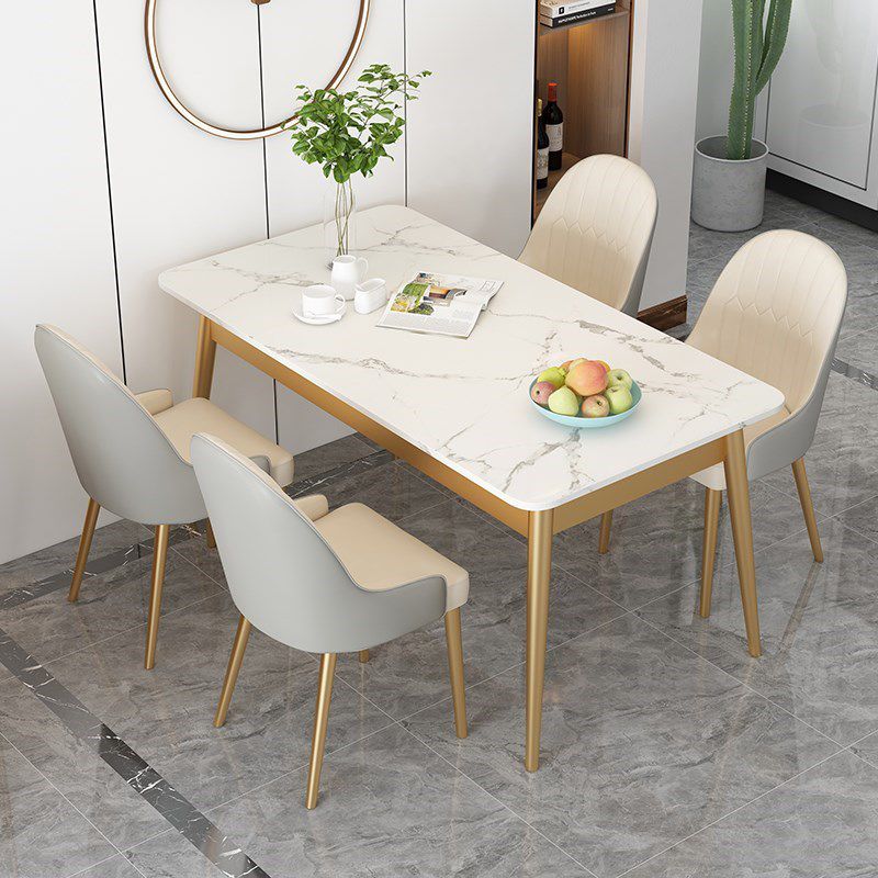 Traditional Luxury Dining Table Sintered Stone Rectangle Table with 4 Legs Clearhalo 'Dining Tables & Seating' 'Dining Tables' 'dining_table' 'furn' 'furn_dining_table' 'Furniture' 'Kitchen & Dining Furniture' 1200x1200_6ed1d545-1cc2-4cb7-9308-5cef1fda068e