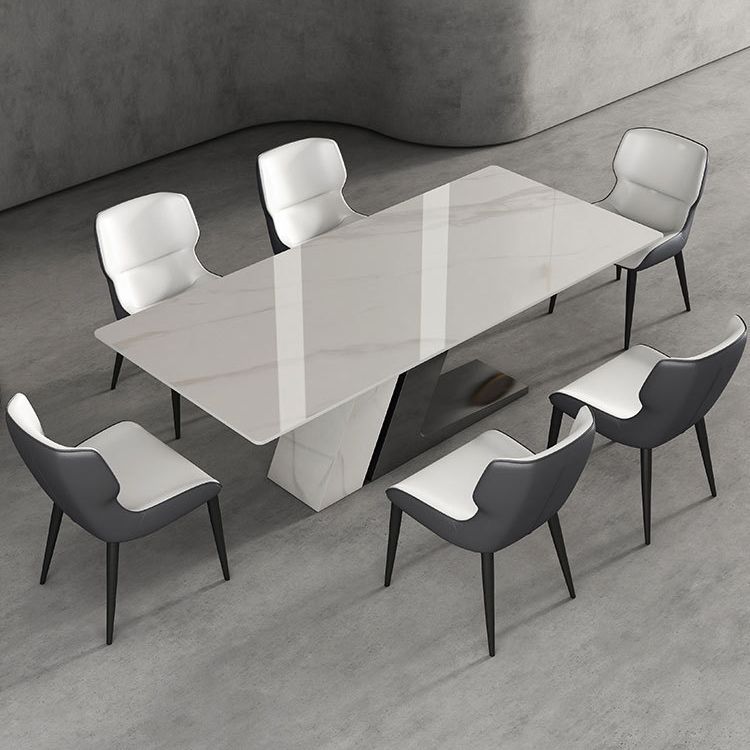 Modern Sintered Stone Dining Table Set with Rectangle Table and Metal Base Formal Dining Set Clearhalo 'Dining Room Sets' 'Dining Tables & Seating' 'dining_room_set' 'Furniture' 'furniture_dining_room_set' 'Kitchen & Dining Furniture' 'kitchen&dining_furn' 'kitchen' 1200x1200_6ed2dbb6-5c72-46a1-aef5-a2ac065e18c9
