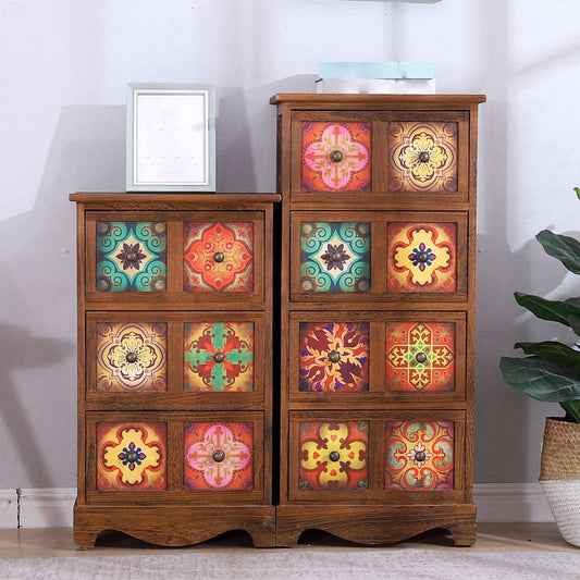 Traditional Brown Storage Chest Vertical Lingerie Chest with Drawers