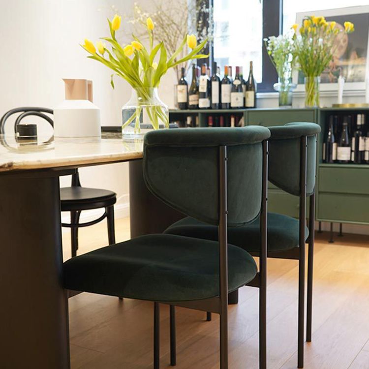 Contemporary Kitchen Black Dining Side Chair Metal Opening Back Dining Side Chair Clearhalo ' kitchen&dining_furn' 'Dining Chairs' 'Dining Tables & Seating' 'dining_chair' 'furn' 'furn_dining_chair' 'Furniture' 'furniture_dining_chair' 'Kitchen & Dining Furniture' 'kitchen' 1200x1200_6ed4b0cf-65eb-4bc4-89fd-b0a77c884b87