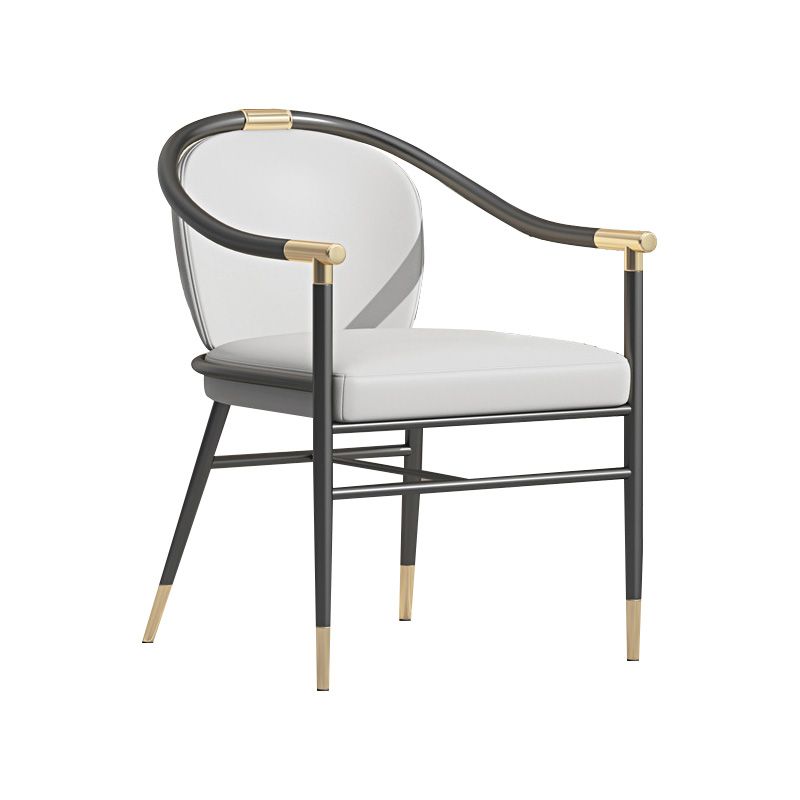 Contemporary Metal Dining Room Chair Arm Upholstered Side Chairs for Home Use Clearhalo 'Dining Chairs' 'Dining Tables & Seating' 'dining_chair' 'furn' 'furn_dining_chair' 'Furniture' 'Kitchen & Dining Furniture' 1200x1200_6ed64b08-646b-4a90-8434-8465134e9156