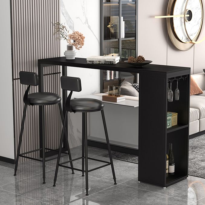 Industrial Iron Bar Table Faux Marble Rectangle Top 41.3"H Bistro Table with Storage Clearhalo 'Bar Furniture' 'Bar Tables' 'bar_tables' 'furn' 'furn_bar_tables' 'Furniture' 'furniture_bar_tables' 'Kitchen & Dining Furniture' 1200x1200_6ed695b2-76ff-4b1a-8e17-92d2ae39ad73