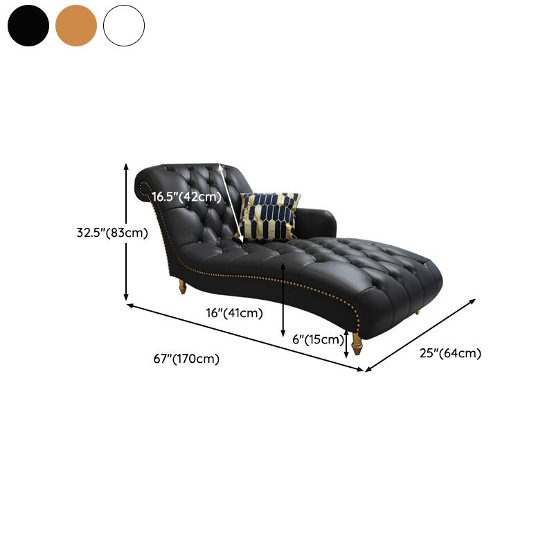 Glam Genuine Leather Chaise Lounge Living Room Chaise with One Armed Clearhalo 'Chairs & Seating' 'Chaise Lounge' 'chaise_lounge' 'furn' 'furn_chaise_lounge' 'Furniture' 'Living Room Furniture' 1200x1200_6ed6abdd-a0a2-4c93-a483-e3edfdde0cce
