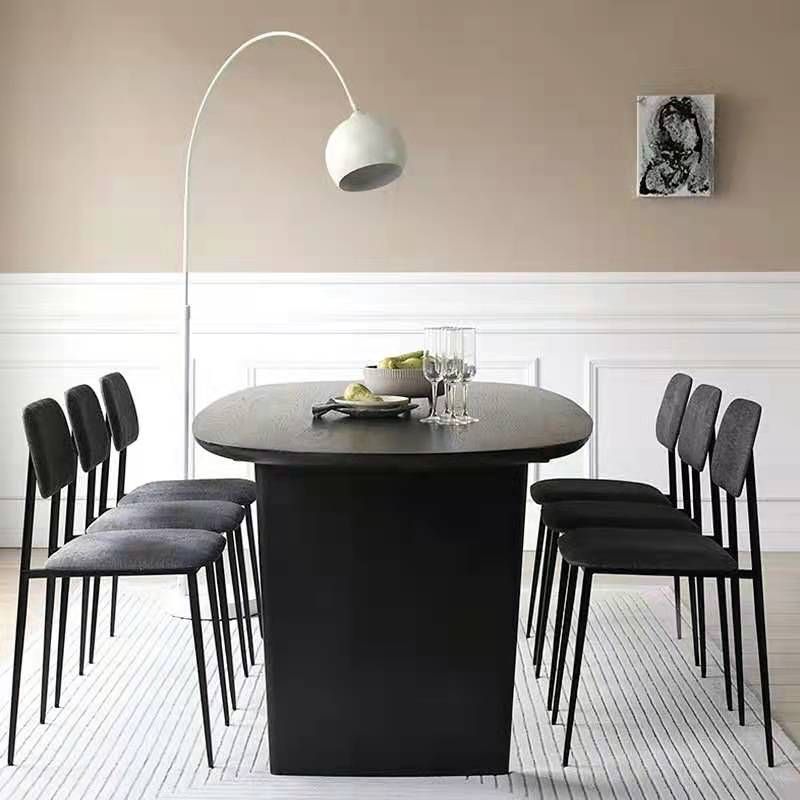 Oval Double Pedestal Modern Dining Table Black Fixed Table with Solid Wood Clearhalo ' dining_table' 'Dining Tables & Seating' 'Dining Tables' 'furn' 'furn_dining_table' 'Furniture' 'furniture_dining_table' 'Kitchen & Dining Furniture' 'kitchen&dining_furn' 'kitchen' 'kitchen_dining_table' 1200x1200_6ed74ad5-81da-4322-93ef-980eadaa8708