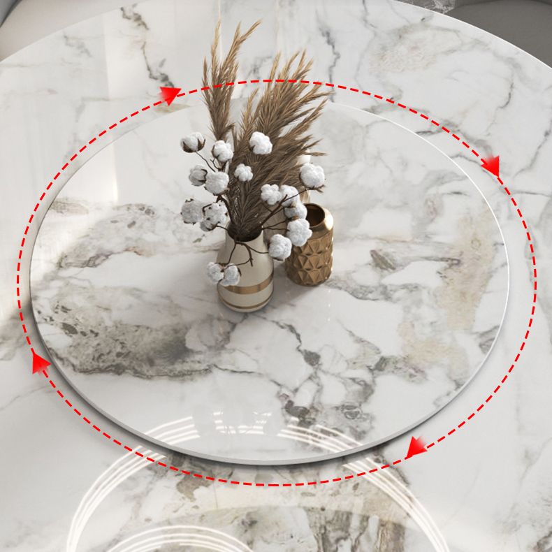 Glam 1/3/4/5/7 Pieces Dinette Set with Sintered Stone Top Round Dining Table Set Clearhalo 'Dining Room Sets' 'Dining Tables & Seating' 'dining_room_set' 'furn' 'furn_dining_room_set' 'Furniture' 'furniture_dining_room_set' 'Kitchen & Dining Furniture' 1200x1200_6eda2f16-f1d6-457f-af90-4e32409d9da6