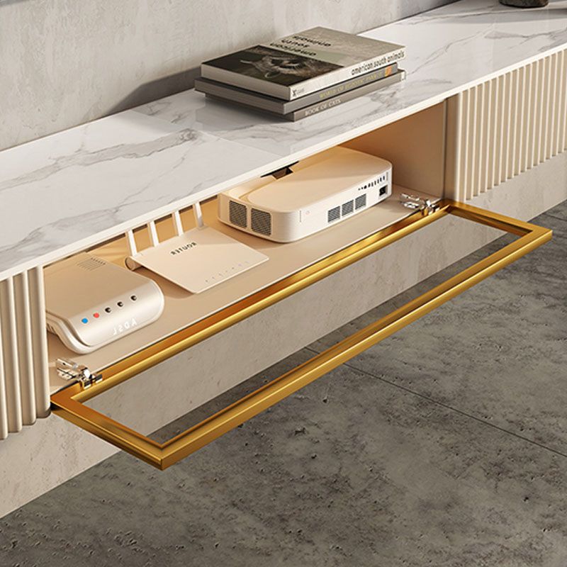 Schwimmende TV -Medien stehen zeitgenössische TV -Medienkonsole mit Schubladen