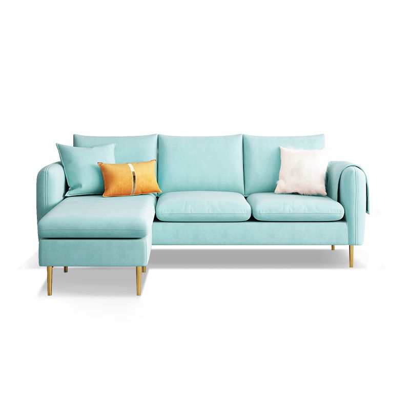 Scandinavian Velvet Sofa with 3 Pillows and Storage for Apartment Clearhalo 'furn' 'furn_sectionals' 'Furniture' 'furniture_sectionals' 'kitchen' 'kitchen_sectionals' 'Living Room Furniture' 'Sectionals' 1200x1200_6edaa3fc-55b5-430e-9bcf-416c463c232d
