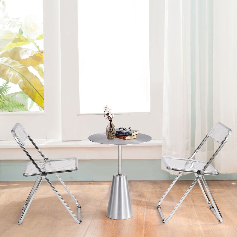 Mid-Century Metal Pedestal End Table Round Side End Table for Living Room