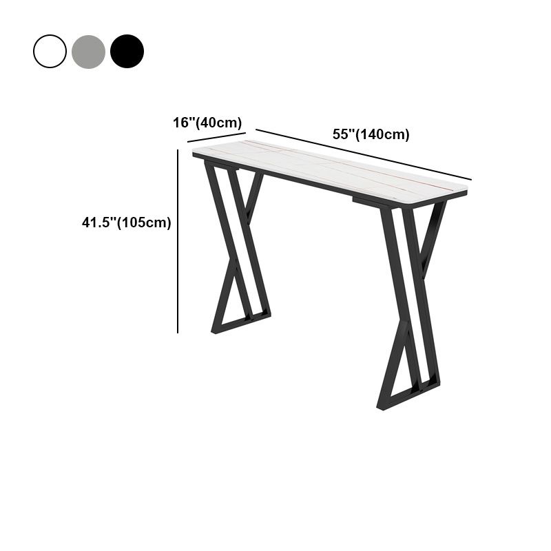 Modern Marble Pub Table with Rectangle Table Top Black Double Pedestal Table - 42" H Clearhalo 'Bar Furniture' 'Bar Tables' 'bar_tables' 'furn' 'furn_bar_tables' 'Furniture' 'furniture_bar_tables' 'Kitchen & Dining Furniture' 1200x1200_6edb1c1f-da5b-4d87-bba9-c7854ec56d06