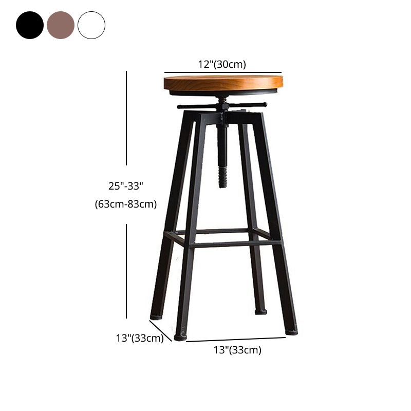 Industrial Leather Wood Counter Bar Stool Armless Adjustable Height Stool Clearhalo 'Bar Furniture' 'Bar Stools' 'bar_stools' 'furn' 'furn_bar_stools' 'furniture_bar_stools' 'Kitchen & Dining Furniture' 'kitchen&dining_furn' 'kitchen' 'kitchen_furn' Furniture' 1200x1200_6edcf8c3-6195-46dd-9a4c-d2dfedc46580