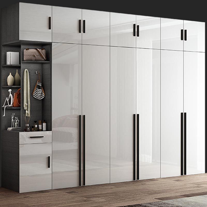 White Colour Wardrobe Contemporary Style Wooden Wardrobe Closet with Hinged Door