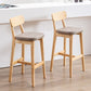 Modern Armless Backrest Counter Stool Oak Wood Cafe Bar Stool with Cushion and Pedal