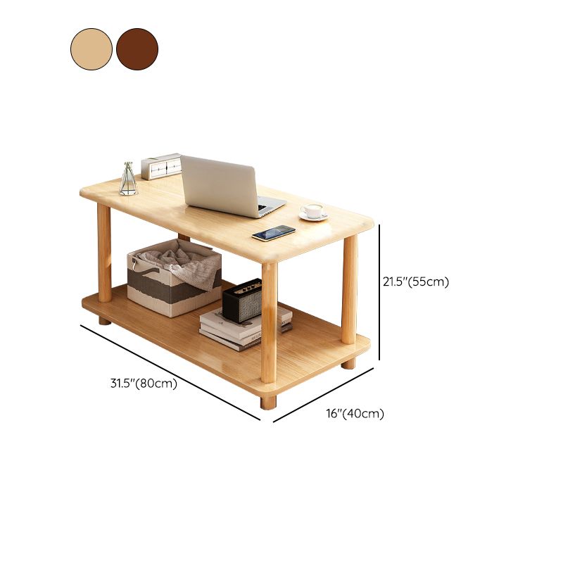 Contemporary Side Table Double Tier Wood Accent Side Table with Shelf