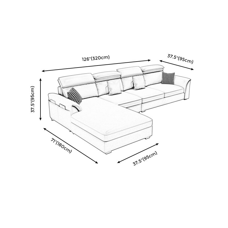 Pillow Top Arm Cushion Back Storage Sectional Sofa with Chaise Clearhalo 'furn' 'furn_sectionals' 'Furniture' 'furniture_sectionals' 'kitchen' 'kitchen_sectionals' 'Living Room Furniture' 'Sectionals' 1200x1200_6edfc225-4b4b-4626-83cf-abbb5ae054a5