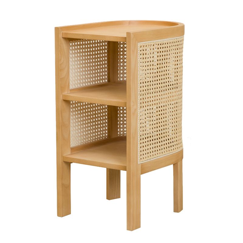 Wicker/Rattan Nightstandソリッドウッド24インチH 1棚の脚にはキャビネットが含まれています