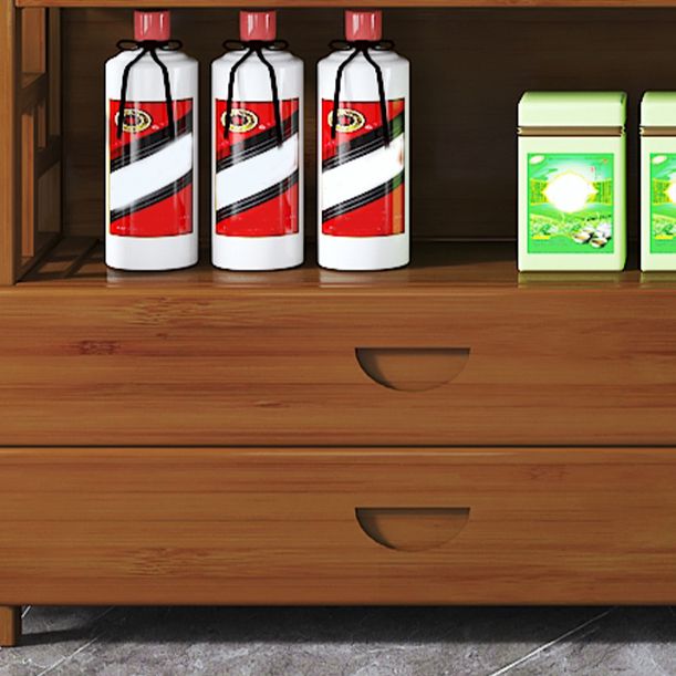 Hedendaags bruin bamboe buffet dressoir open opslagbuffettabel met 2-laden