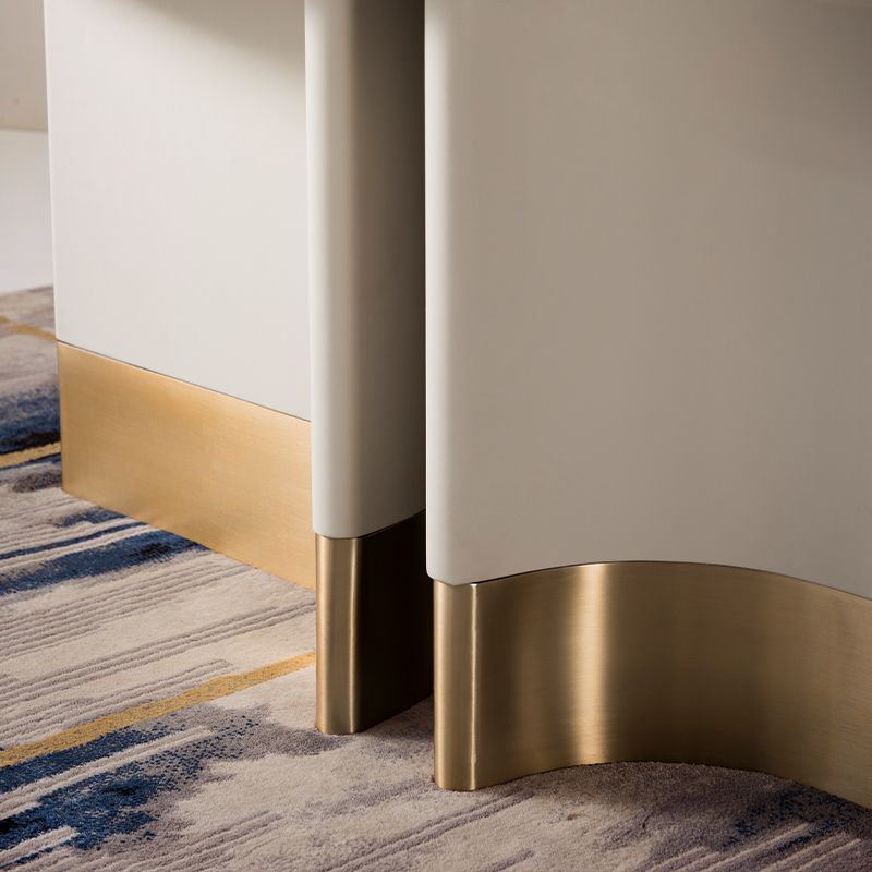 1/5ピースモダンな楕円形の石の停止白いダイニングセット