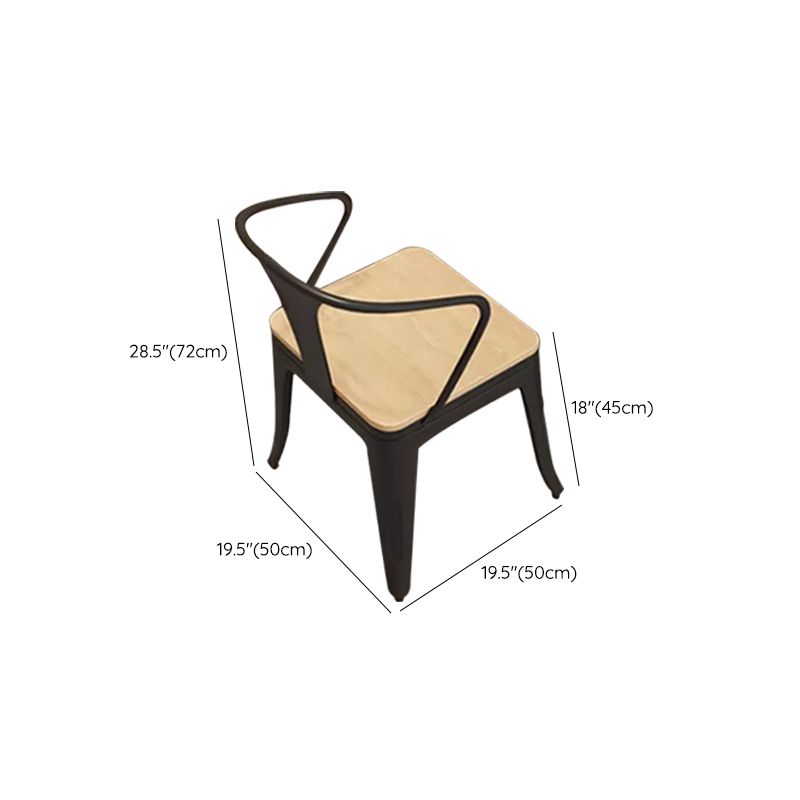 Industrial Kitchen Dining Chairs Metal Slat Back Chairs in Black