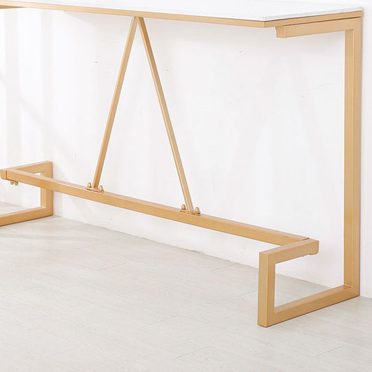 Glam Bar Height Table Faux Marble Top Bistro Bar Table with Gold Base