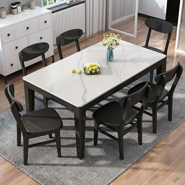Mid-Century Modern Dining Table Sintered Stone Dining Table with Wooden Base for Kitchen Clearhalo ' dining_table' 'Dining Tables & Seating' 'Dining Tables' 'furn' 'furn_dining_table' 'Furniture' 'furniture_dining_table' 'Kitchen & Dining Furniture' 'kitchen&dining_furn' 'kitchen' 'kitchen_dining_table' 1200x1200_6ee9ae33-0719-492d-8142-8ac8c79c2514