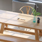 Mesa de comedor de madera maciza de pino mesa de comedor de base de caballete en natural