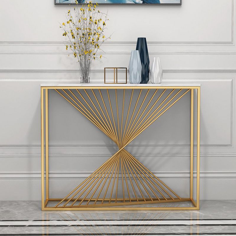 Rectangle Marble Top Accent Table with Iron Frame Base for Hall Clearhalo 'Console Tables' 'console_tables' 'Entry & Mudroom Furniture' 'furn' 'furn_console_tables' 'Furniture' 1200x1200_6eebae06-5162-4d14-baef-21439e6a6b3e