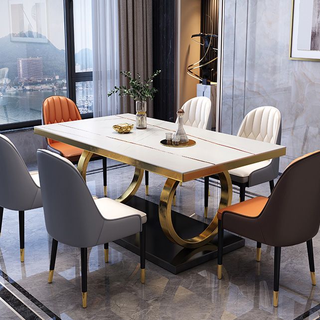 Glam Dinette Table Rectangle Stone Dining Room Table for Home Clearhalo 'Dining Tables & Seating' 'Dining Tables' 'dining_table' 'furn' 'furn_dining_table' 'Furniture' 'Kitchen & Dining Furniture' 1200x1200_6eef08ae-55a7-4150-a599-ca87e1aa50f6
