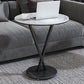Modernistic Slate Top Round Side End Table Metal X-base End Table