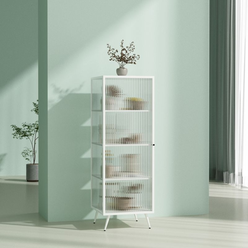 Modern Metal Curio Cabinet Glass Doors Storage Cabinet for Dining Room Clearhalo 'Display & China Cabinets' 'display_china_cabinets' 'furn' 'furn_display_china_cabinets' 'Furniture' 'Kitchen & Dining Furniture' 1200x1200_6ef040ed-8f75-44ee-b80e-49a7f8d0f753