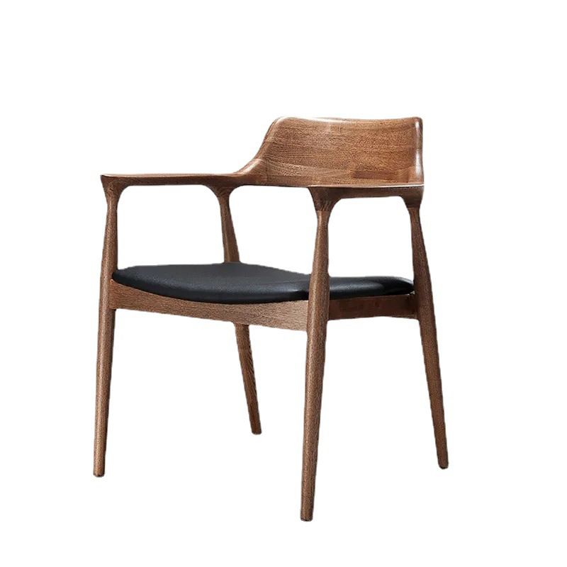 Solid Wood Side Dining Chair Open Back PU Leather Arm Chair for Home Clearhalo 'Dining Chairs' 'Dining Tables & Seating' 'dining_chair' 'furn' 'furn_dining_chair' 'Furniture' 'Kitchen & Dining Furniture' 1200x1200_6ef16e36-2729-4b5c-b131-ab7c2076bfe0