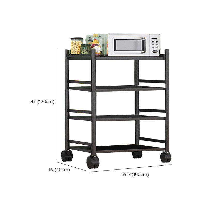モダンなダイニングルーム準備テーブルロッキングホイール付きブラックキッチントロリー
