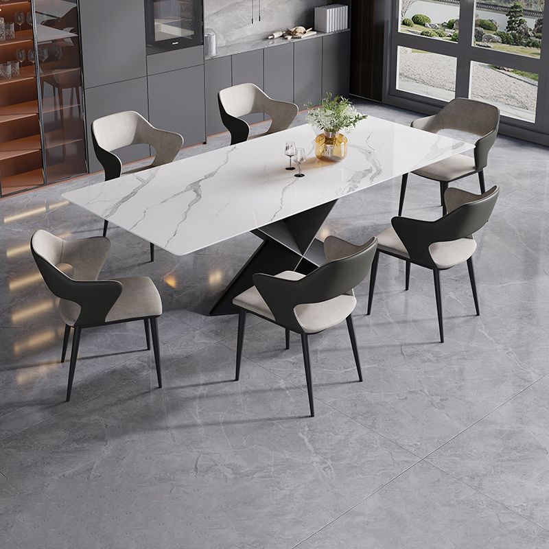 Set da pranzo rettangolare in pietra sinterizzata in stile moderno Set da pranzo da 1/4/5/7 pezzi