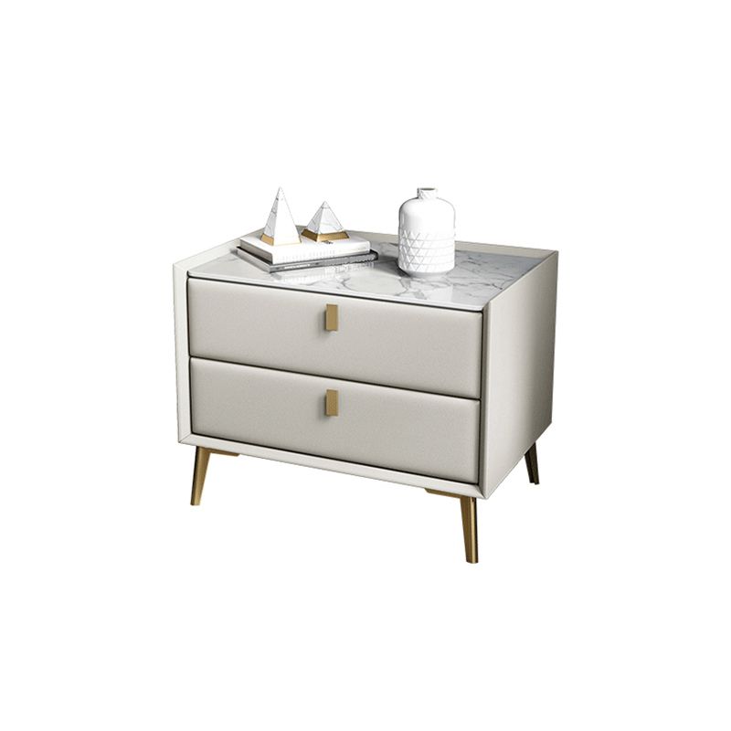 Mesa de acento de cuero sintética Mesa nocturna de 2 cavadores para el dormitorio