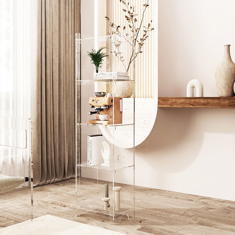 Bibliothèque verticale en acrylique à dos fermé contemporain avec étagères avec étagères