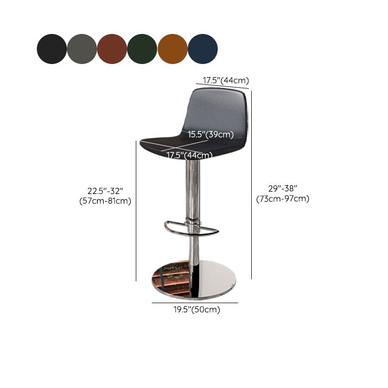 Contemporary Adjustable Height Swivel Armless Bar Stool with Footrest